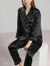 Load image into Gallery viewer, Elegant &amp; Chic Women’s Satin Pajama Set: Luxurious V-Neck Long Sleeve Top with Comfy Pants