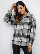 Load image into Gallery viewer, Shiny Plaid Button Up Collared Neck Jacket in 4 Colors