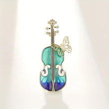 Load image into Gallery viewer, Copper Butterfly Violin Brooch - Radiant Shiny Finish, Adorned with Sparkling Zircon Stone