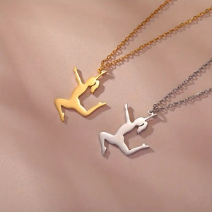 Ballet Dancing Girl Pendant Necklace For Women, Golden Color Stainless Steel Necklace Jewelry Style3