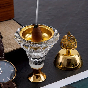 Exquisite Sandalwood Incense Burner - Unique Multi-Layer Design, Durable Artificial Crystal Glass