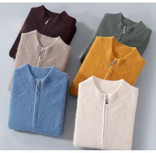 Load image into Gallery viewer, Elegant Men&#39;s Half-high Collar Loose Thick Zip Wool Knitted Sweater, in 6 Beautiful Colors, S to XXXL