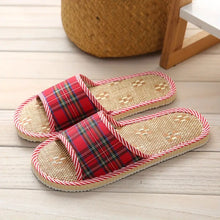 Load image into Gallery viewer, Lightweight Slippers, Flat Linen Sole For Hotel &amp; Home Slippers, Breathable Open Toe Floor Slippers