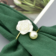 Load image into Gallery viewer, Faux Pearl And Flower Napkin Ring, Decorative Napkin Rings For Birthday, Farmhouse, Wedding, Buffet Table Decoration