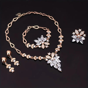 Glamorous 5pc Jewelry Set – Elegant Floral Zirconia Ensemble – Perfect for Special Events