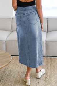 Tied Slit Denim Skirt