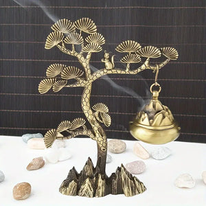 Pine-Inspired Incense Burner - Mountain & Tree Hanging Stove, Tranquil Zen Aromatherapy Decor