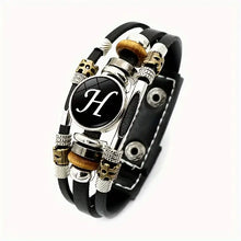 Load image into Gallery viewer, Boho Chic Braided Bracelet with Letter Pattern – Versatile Unisex PU Leather Wristband for Both Men and Women