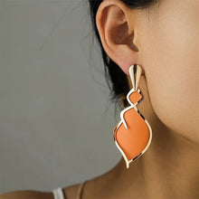 Load image into Gallery viewer, Bohemian Style Drop Earrings, 1 Pair Luxury Fashion Orange Enamel Dangle Earrings, Statement Jewelry For Women