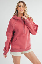 Load image into Gallery viewer, Aemi+Co Half Zip Raglan Sleeve Hoodie with Kangaroo Pocket - #shop_name - women clothes