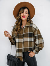 Load image into Gallery viewer, Shiny Plaid Button Up Collared Neck Jacket in 4 Colors