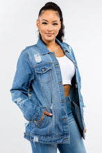 Load image into Gallery viewer, American Bazi Full Size Button Up Distressed Denim Jacket - #shop_name - women clothes