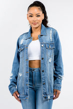 Load image into Gallery viewer, American Bazi Full Size Button Up Distressed Denim Jacket - #shop_name - women clothes