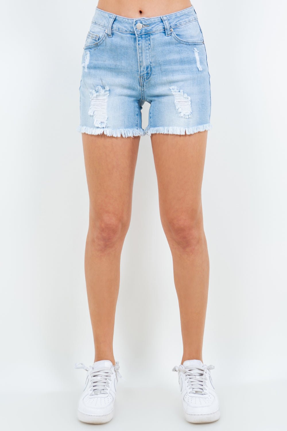 American Bazi High Waist Distressed Frayed Denim Shorts - #shop_name - Shorts