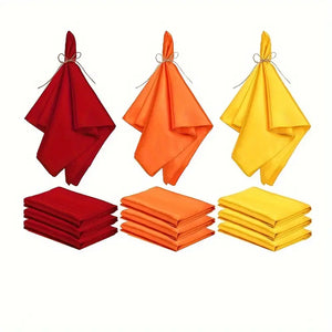 16.9" Thanksgiving Fall-Themed Cloth Napkins Set of 12 - Autumn Colors in Orange, Yellow & Red