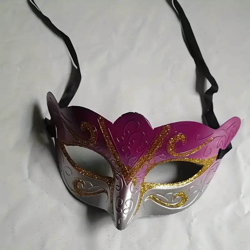 Unisex Venetian Princess Party Mask, Carnival Masquerade Mask, Shining Plated Mask, Halloween, Cosplay Mask in 7 Colors