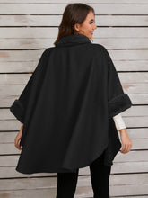 Load image into Gallery viewer, Fuzzy Trim Long Sleeve Poncho