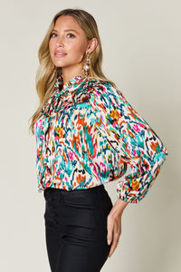 Double Take Full Size Printed Button Up Long Sleeve Shirt in 3 Colors