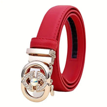 Load image into Gallery viewer, Stylish New Women&#39;s Automatic Buckle Belt With Rhinestone Buckle Head, A Genuine Leather Waist Belt For Women&#39;s Pants