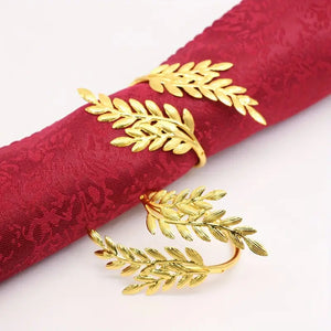 Wheat-Shaped Napkin Rings (4 Pieces) - Elegant Decorative Accents for Wedding, Dinner, Party Table Settings