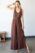 Load image into Gallery viewer, First Love Tie Back Sleeveless Slit Wide Leg Jumpsuit