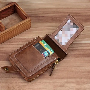 Men's Stylish Tree Pattern Wallet - Zipper Buckle, PU Credit Card Holder, Small Zipper Coin Storage, Button Closure