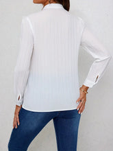 Load image into Gallery viewer, Notch Neck Blouse, Casual Long Sleeve Blouse For Women- Size: M