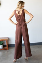 Load image into Gallery viewer, First Love Tie Back Sleeveless Slit Wide Leg Jumpsuit