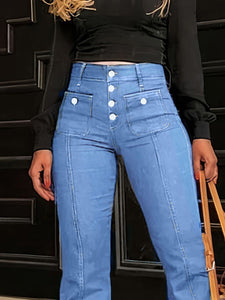 Button Fly High Waist Flare Jeans in 3 Colors for Women - #shop_name - women clothes