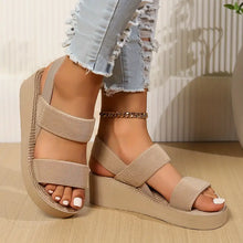 Load image into Gallery viewer, Women&#39;s Solid Color Flat Sandals, Casual Open Toe Summer Shoes, Lightweight Ankle Strap Sandals