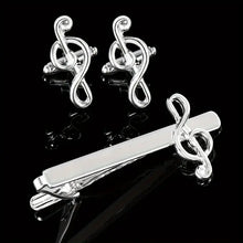 Load image into Gallery viewer, Fashionable Alloy Music Note Tie Clip And Cufflinks Set For Men - Business French Style Accessories