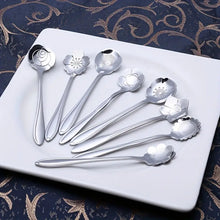 Load image into Gallery viewer, 8-Piece Delightful Flower-Shaped Spoon Set - Durable Stainless Steel, Perfect for Tea, Coffee, Ice Cream, Dessert, and Honey