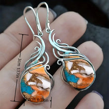 Load image into Gallery viewer, Exquisite Bohemian Dangle Earrings - Retro Iron Needle, Resin Mosaic, Plated White K Alloy