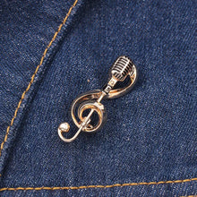 Load image into Gallery viewer, 1pc Music Mic Brooch Pin - Elegant Music-Themed Accessory with Functional Microphone Pin for Musicians and Music Lovers