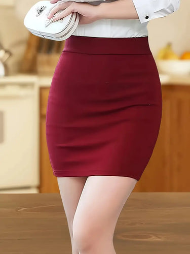 Sexy High-Waist Stretch Body-con Skirt - No Liner, Slimming Design, Semi-Sheer Polyester & Spandex Blend