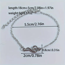 Load image into Gallery viewer, Adjustable Treble Clef Bracelet - Unique Music-Inspired Symbol, Adjustable Length for Comfortable Fit - Shiny Silver Tone Finish