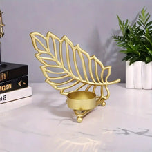 Load image into Gallery viewer, Beautiful Iron Leaf Design Candle Holder, Single Golden Decorative Tea-light Stand - Style 1