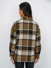 Load image into Gallery viewer, Shiny Plaid Button Up Collared Neck Jacket