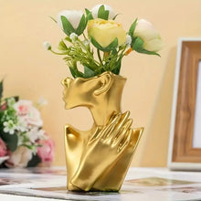 Load image into Gallery viewer, Elegant Golden Half Bust Anime-Inspired Resin Sculpture Vase - Exquisite Hand-Detailing, Versatile Indoor &amp; Outdoor Decor