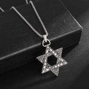 Classic Vintage Star Of David Pendant Necklace For Men and Women, Trendy Charm Street Party Amulet Jewelry Gift