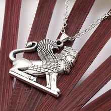 Load image into Gallery viewer, Vintage Persian Empire Zoroastrianism Winged Lion Pendant Necklace Fashion Antique Silver Plated Alloy Jewelry for Men and Women