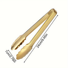 Load image into Gallery viewer, Champagne Golden Stainless Steel Serving Tongs, 9&quot; Easy Grip