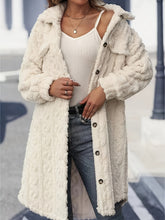 Load image into Gallery viewer, Fuzzy Button Up Long Sleeve Longline Coat