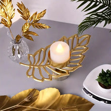 Load image into Gallery viewer, Beautiful Iron Leaf Design Candle Holder, Single Golden Decorative Tea-light Stand - Style 2