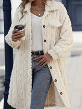 Load image into Gallery viewer, Fuzzy Button Up Long Sleeve Longline Coat