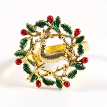 Load image into Gallery viewer, Pack of 6 Golden Napkin Rings, For Christmas Decoration Ornaments, Holiday Napkin Holders