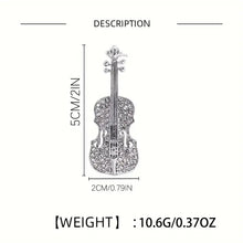 Load image into Gallery viewer, Artificial Crystal-Encrusted Violin Brooch, Elegant Simple Style for Men or Women