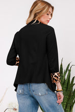 Load image into Gallery viewer, Celeste Full Size Rolled Leopard Cuff Open Front Blazer