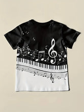 Load image into Gallery viewer, Men&#39;s Piano Art Tee - Stylish Graphic, Short Sleeve, Crew Neck - Comfortable Outdoor Clothing for Fashion-Forward Gentlemen-L