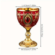 Load image into Gallery viewer, Chalice Goblet, Vintage Metal Wine Glass, Stemmed Champagne Cup, Embossed Liqueur Goblet